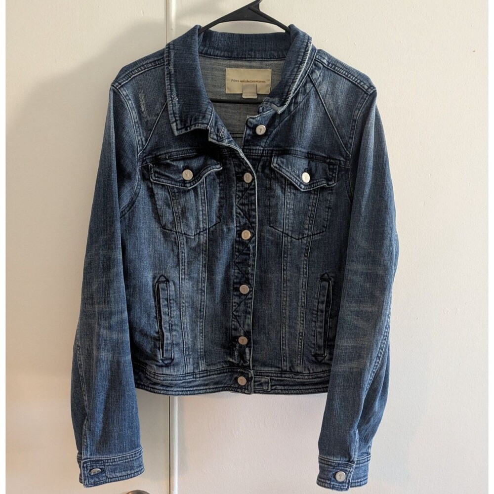 Pilcro and the Letterpress Anthropologie Denim Jacket Womens XL Medium Wash Jean